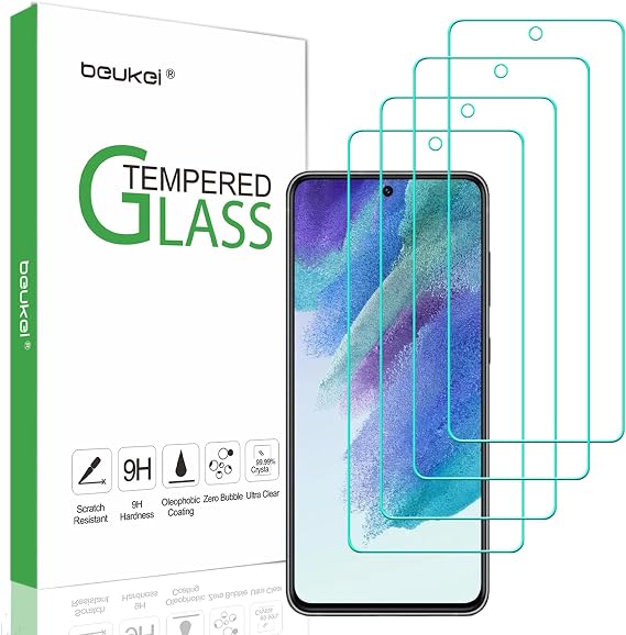 (4 Pack) Compatible for Samsung Galaxy S21 FE 5G / Galaxy S21 FE (FE Model Only) Screen Protector Tempered Glass, Touch Sensitive,Case Friendly, 9H Hardness