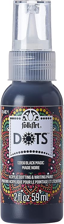 FolkArt Dots Acrylic Craft Paint, Black Magic 2 fl oz Vibrant Multi-Surface Dot Paint Perfect for Easy to Apply DIY Arts and Crafts, 12056