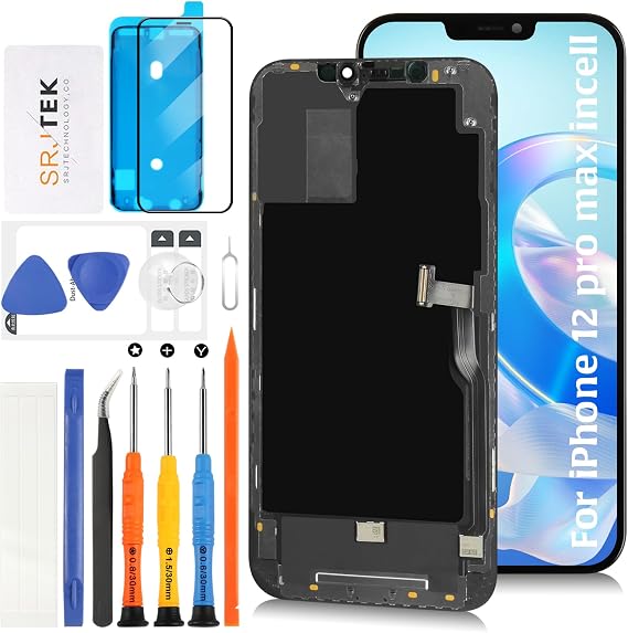 SRJTEK for iPhone 12 Pro max 6.1" A2411, A2342, A2410, A2412 Screen Replacement TFT LCD Panel with Front Earpiece Kit Repair LCD Digitizer Assembly