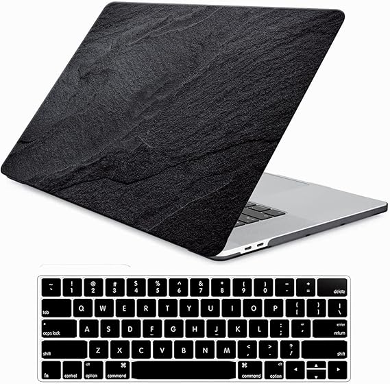 Compatible with MacBook Pro 13 inch Case 2024 2023 2022 2021-2016 Release M2 M1 A2338 A2289 A2251 A2159 A1989 A1706 A1708 Touch Bar, Laptop Plastic Hard Shell Case & 2 Keyboard Cover, Black Marble