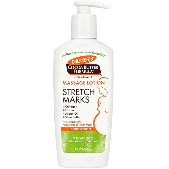 Palmer's Cocoa Butter Formula Massage Lotion For Stretch Marks, Pregnancy Skin Care, Belly Cream with Collagen, Elastin, Argan OIl and Shea Butter, 8.5 Ounces