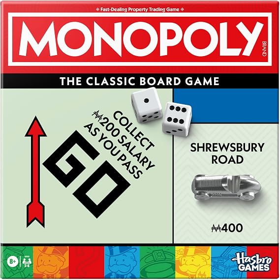 Monopoly Board Game with Storage Tray and Larger Tokens - English language, Irish Game Board