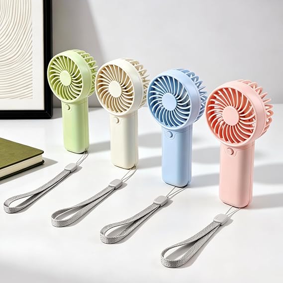 4PCS AAA Battery Powered on Fan Small Portable Battery Powered Fans with 1Speeds, 5'' Quiet Personal Fan for Bed, Camping, Outdoor,Wireless Desk Fan,No battery configured (Multicolor)