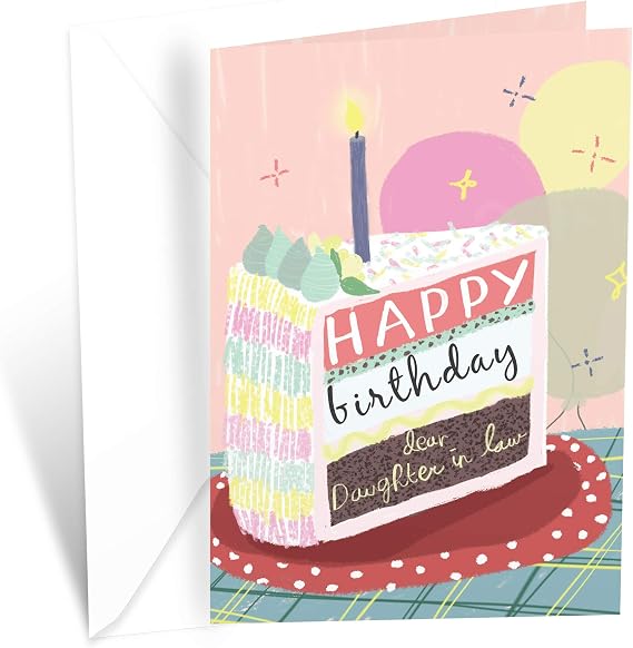 Prime Greetings Daughter In Law Birthday Card, Made in America, Eco-Friendly, Thick Card Stock with Premium Envelope 5in x 7.75in, Packaged in Protective Mailer