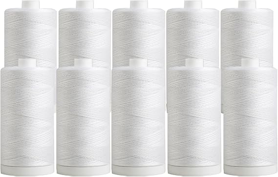 Connecting Threads 100% Cotton Thread Sets - 1200 Yard Spools (Set of 10 - White)