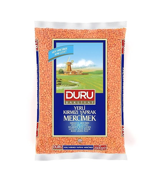 Duru Split Red Lentils 88.2oz (2500 g), 100% Natural and Certificated, High Fiber and Protein, Non-GMO, Great for Lentil Soup and Vegan Recipes, Gluten Free