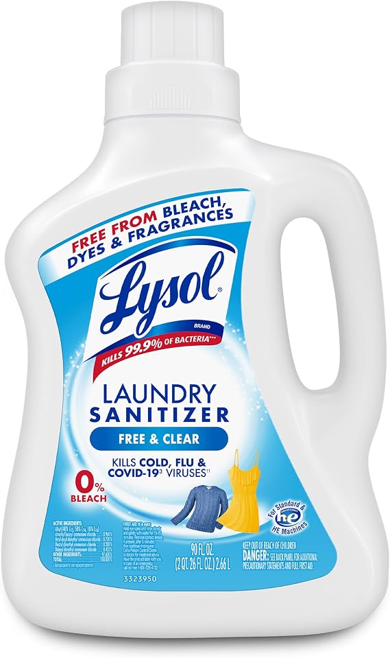 Lysol Laundry Sanitizer Liquid, Detergent Additive, Free & Clear, 90oz