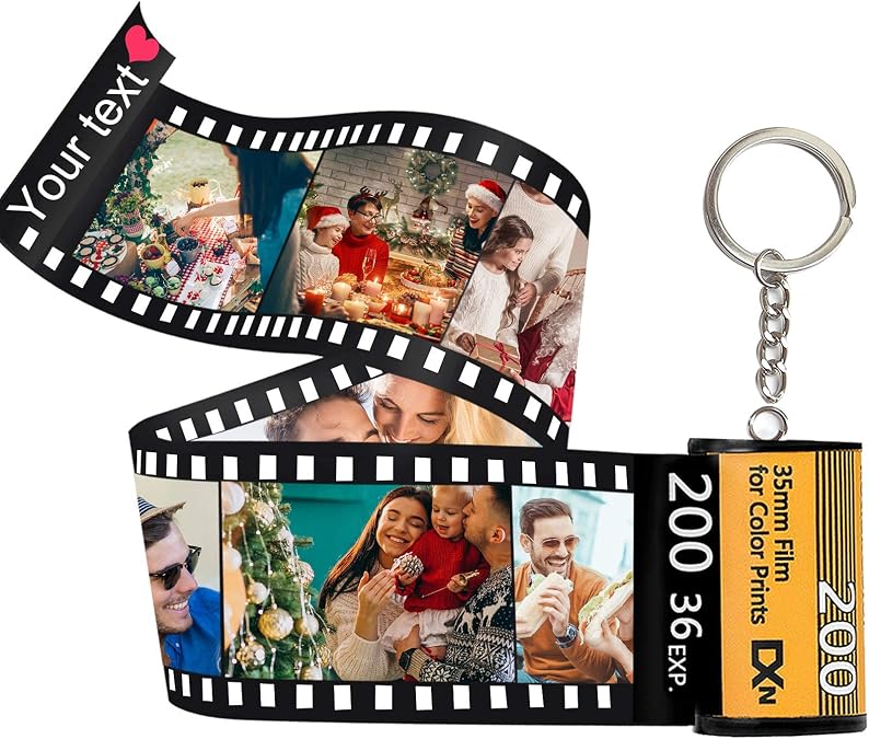 Custom Camera Film Roll Keychain,Camera Photo Roll Keychain with Reel