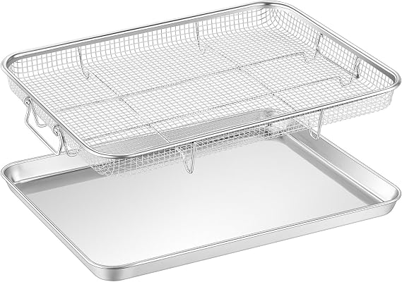 TeamFar Air Fryer Basket for Oven, 16"x12" Air Fryer Basket and Tray