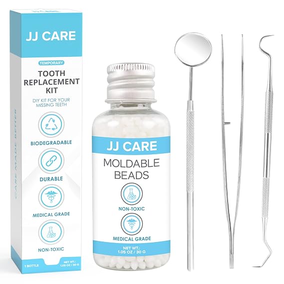 Temporary Tooth Replacement Kit with Dental Tools, Moldable Thermoplastic Tooth