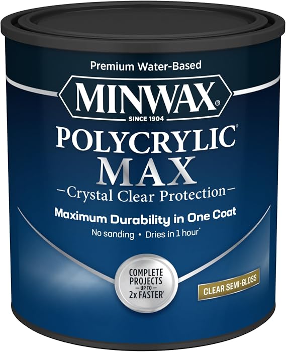 Minwax Polycrylic Max , Semi-Gloss, Clear, 1 Quart
