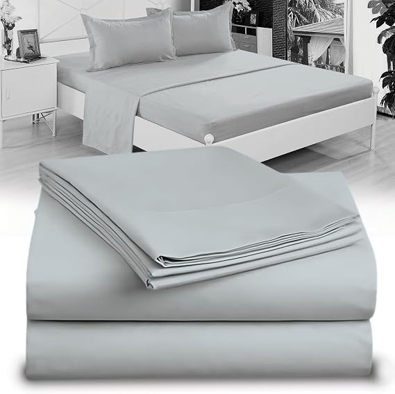 Twin XL Microfiber Sheet Set, Double Brushed, Light Grey, 3 PC Set