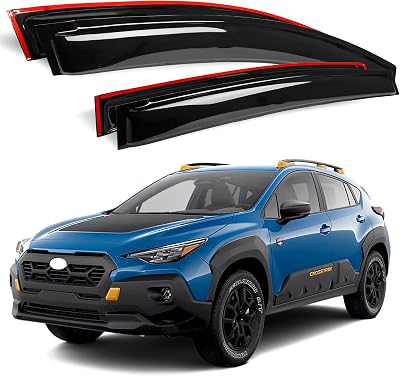 AUXKO Window Rain Guard for Crosstrek 2024-2026 & Impreza Hatchback 2024-2026 Outside Tape-On Shatterproof Sun Smoke Guard Vent Visor Side Wind Deflectors Accessories Smoke Black
