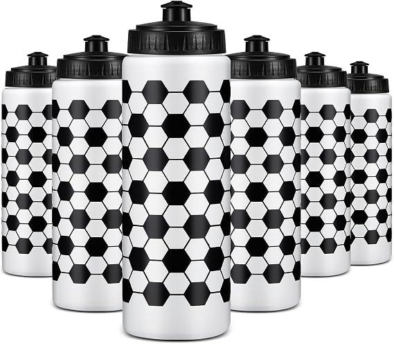 Yaomiao 12 Pcs Soccer Water Bottles Bulk 20 oz Reusable Squeeze Water Bottles Sports Ball Cup Accessories for Sports Party Team Gifts