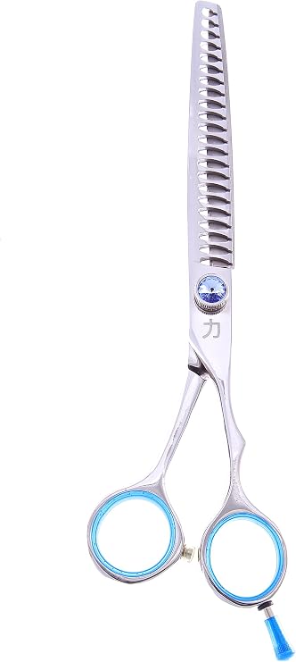 ShearsDirect Japanese 440C 22 Teeth Shear Set with 65 to 70-Percent Thinning Adjustable Gem Stone Tension, 7.5-Inch