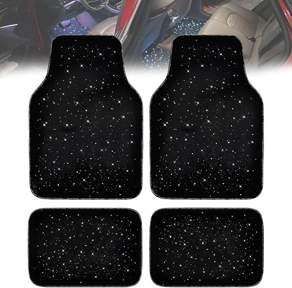 Comfort Starlight Car Mats, Starlight Floor Mats, Universal Car Floor, Full Set Shiny Starry Sky Non-Slip Car Mat with Led Light, Rainbow Light Car Mats, Waterproof, for Cars SUV Truck(USB)