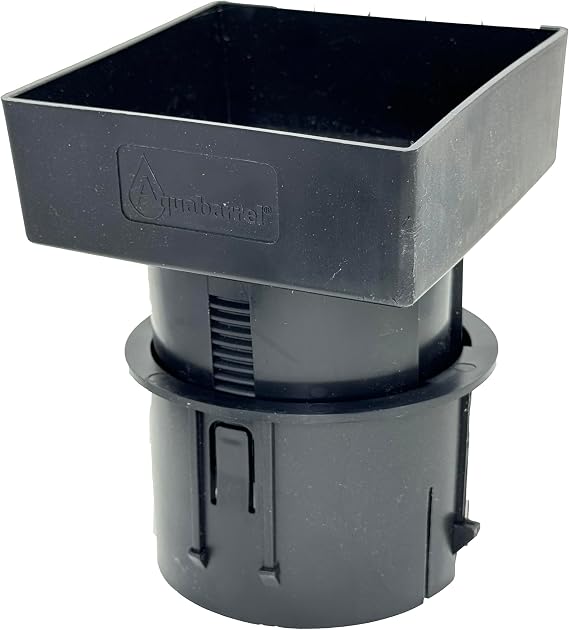 4x4x4" Adjustable Gutter Downspout To ANY 4 inch Round Pipe Adapter - Black