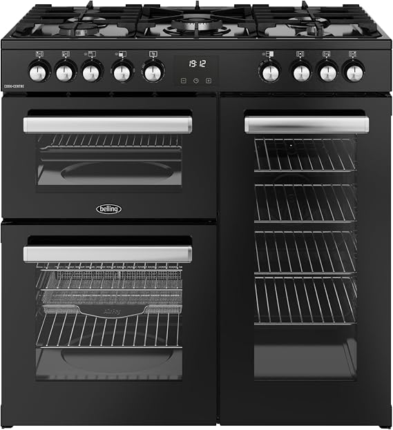 Belling Cookcentre 90cm Dual Fuel Range Cooker - Black [Energy Class A]