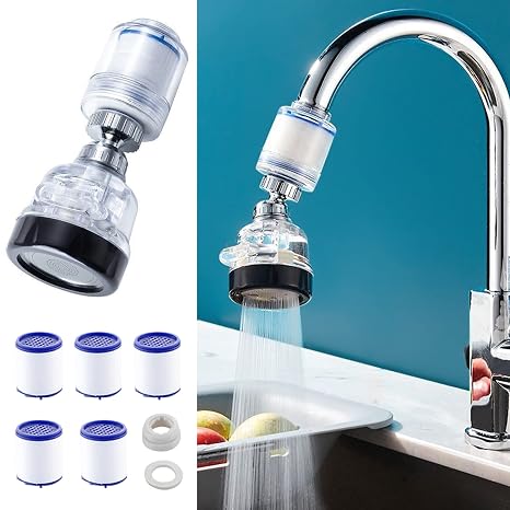 Faucet Water Filter, 360 Rotating, 3 Modes, Universal Sink Filter, Removes Chlorine, Fluoride, Heavy Metals, Hard Water