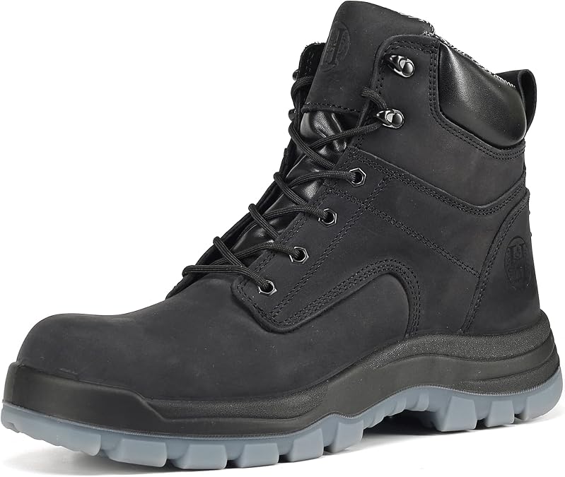 Work Boots for Men, 6" Composite Toe Waterproof Mens Work Boots, Non-Slip Puncture-Proof Safety Anti-Static Working Shoes 81N01