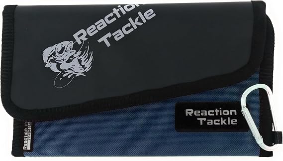 Reaction Tackle Fishing Tackle Organizer Case, Soft Bait Binder for Soft Plastics and Terminal Tackle with Zippered Sleeves, Small Blue