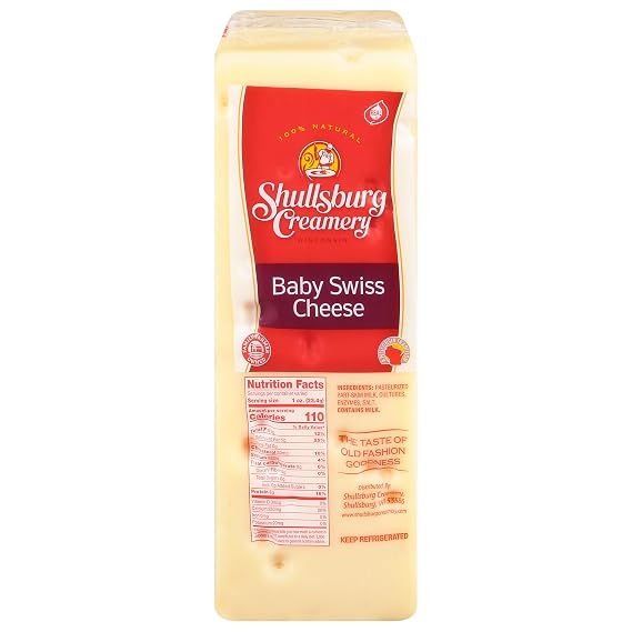 Shullsburg Creamery Baby Swiss Cheese, 5 Pound Loaf