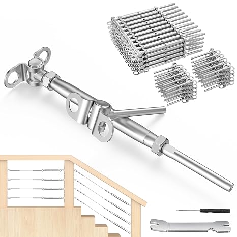 BLIKA 50 Pairs 1/8" Cable Railing Kit Swage Toggle Turnbuckle Hardware