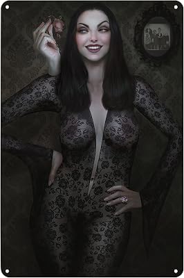 Sexy Woman Black Lace Dress Poster Hot Girl Metal Tin Sign Wall Art Decor Plaque for Home Bar Club Man Cave Bathroom Garage 8x12 inch