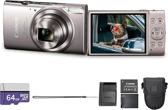 Canon PowerShot ELPH 360 HS A Digital Camera (7283C001) (Silver) Bundle