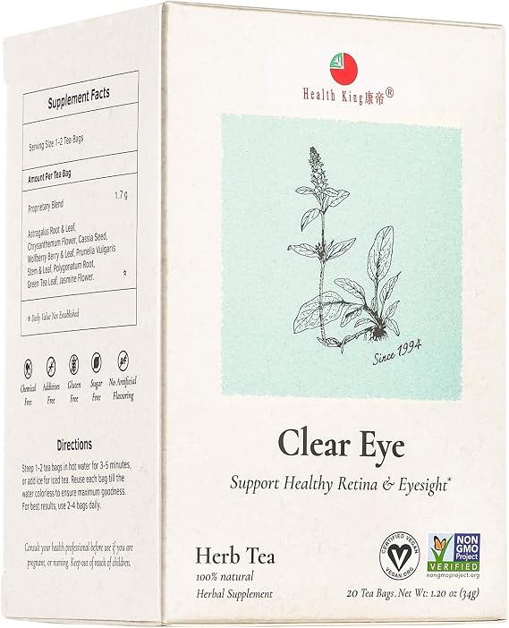 Health King Clear Eye Herb Tea, Teabags, 20 Count Box