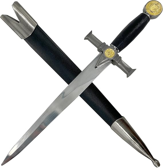 MedievalDepot Masonic and Medieval Ceremonial Daggers Freemason, Blazing Star, and Knights Templar Designs (Gray, Black, Golden)