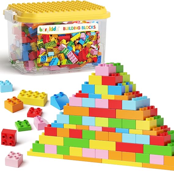 burgkidz Big Building Blocks Set: 150 Pieces with Storage Box | Creative Bricks to Build Numbers, Letters & More, Preschool Toy Building Set Gift for Toddlers Boys Girls 3+ Years