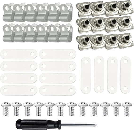 Football Helmet Repair Kit, Hockey Helmet Hardware Kit, Hardware for Universal Baseball Softball Facemask, R Shape Football Visor Clips Screws Nuts with Rubber Gaskets