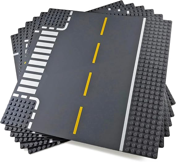 Road Base Plates for Building Blocks, 6-Pack, Compatible with Major Brands