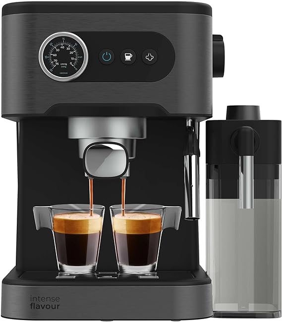 Cecotec Power Espresso 20 Pro Latte, 20 bar, Buharlaştırıcı, Düğmeli, Su tankı 1,5 l, Süt tankı 550 ml