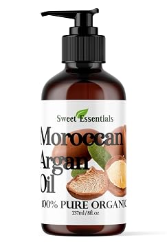 Premium Organic Moroccan Argan Oil | 8oz With Pump | Imported from Morocco | From Raw Unroasted Nuts | 100% Pure | Cold Pressed | Miracle Oil For Every Skin Condition, Hair, Nails, Anti-aging & More