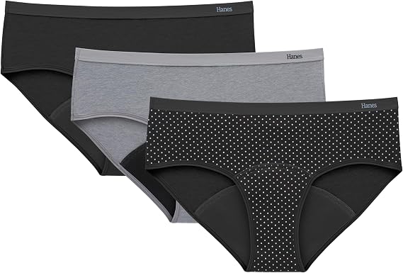Hanes Women's Comfort, Period. Underwear, Bikini Period Underwear, Super Leaks Period Underwear, 3-pack
