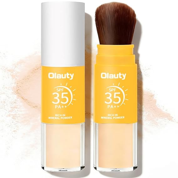 Mineral Powder Sunscreen for Face Scalp & Hair,SPF 35 Brush on Sunscreen Setting Powder,Translucent Powder,Travel Size Sunscreen,Beach Essentials,Oil Control Natural Matte Finish(#01 Translucent)
