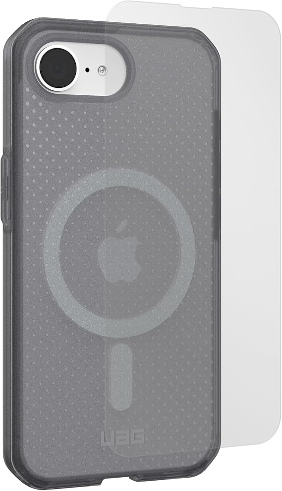 URBAN ARMOR GEAR UAG Designed for iPhone 17e/iPhone 16e Dot MagSafe Compatible Case - Bundle with Glass Shield Screen Protector (Ash)