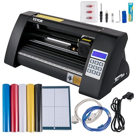 VEVOR Vinyl Cutting Plotter 375 mm Foil Cutter Max. Cutting Width 285 mm Plotter Machine Signmaster Software Plotter Windows Compatible Film Plotter Semi-Automatic Cutting Precision ±0.001 mm