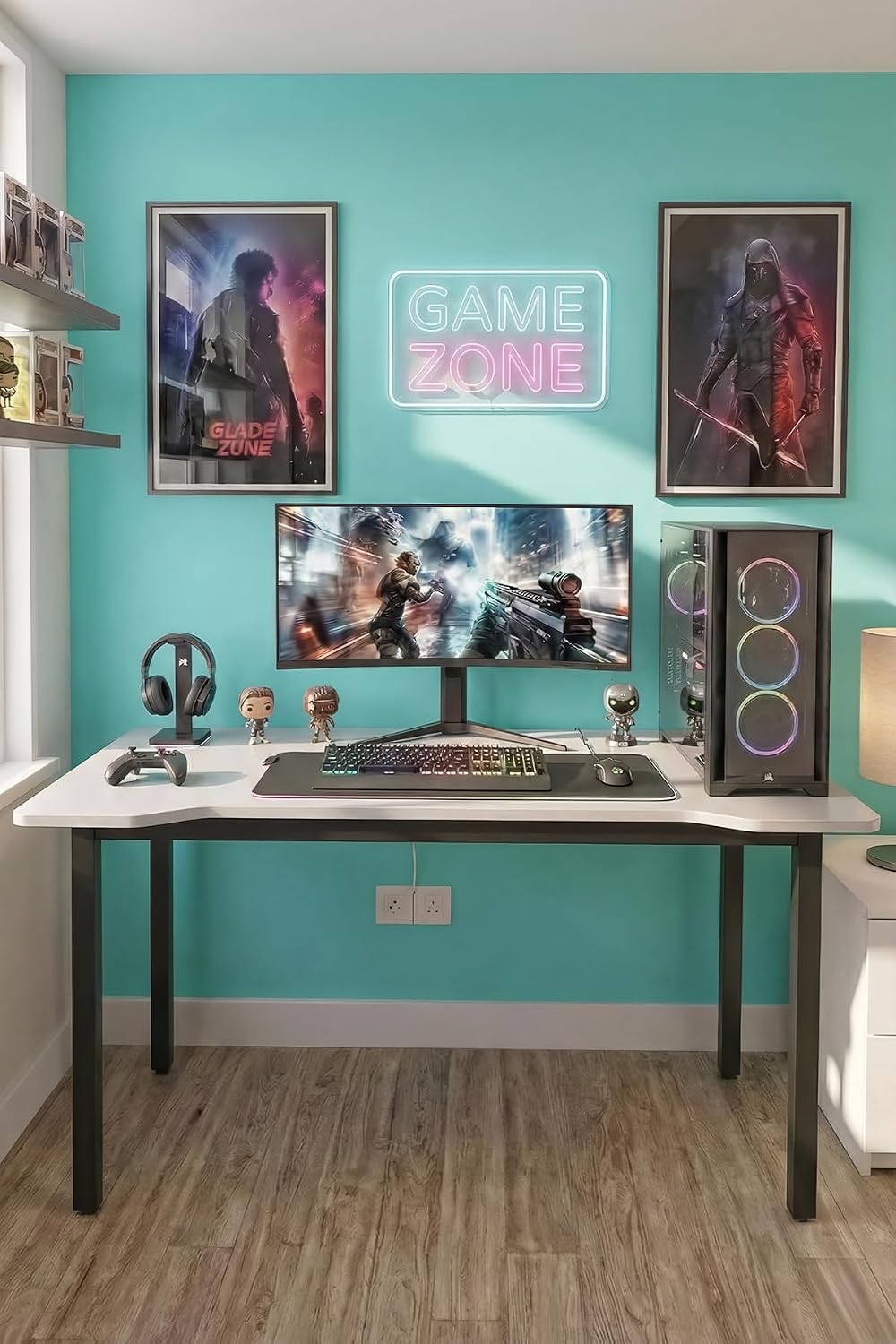 140 Beyaz Oyun Çalışma Masası Gaming Masa Ofis Masası 9140