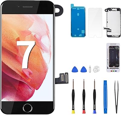 for iPhone 7 Screen Replacement Black 4.7 with Home Button 3D Touch LCD Display Digitizer Full Assembly Repair Kit Front Camera Earpiece Proximity Sensor Glass Fix Tools A1660 A1778 A1779