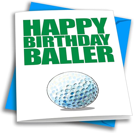 Play Strong 1-Pack Golf Championship Happy Birthday Baller Card (5x7in) Sports Birthday Greeting Cards Awesome for Golfers, Coaches, Fans, Cards and Gifts!