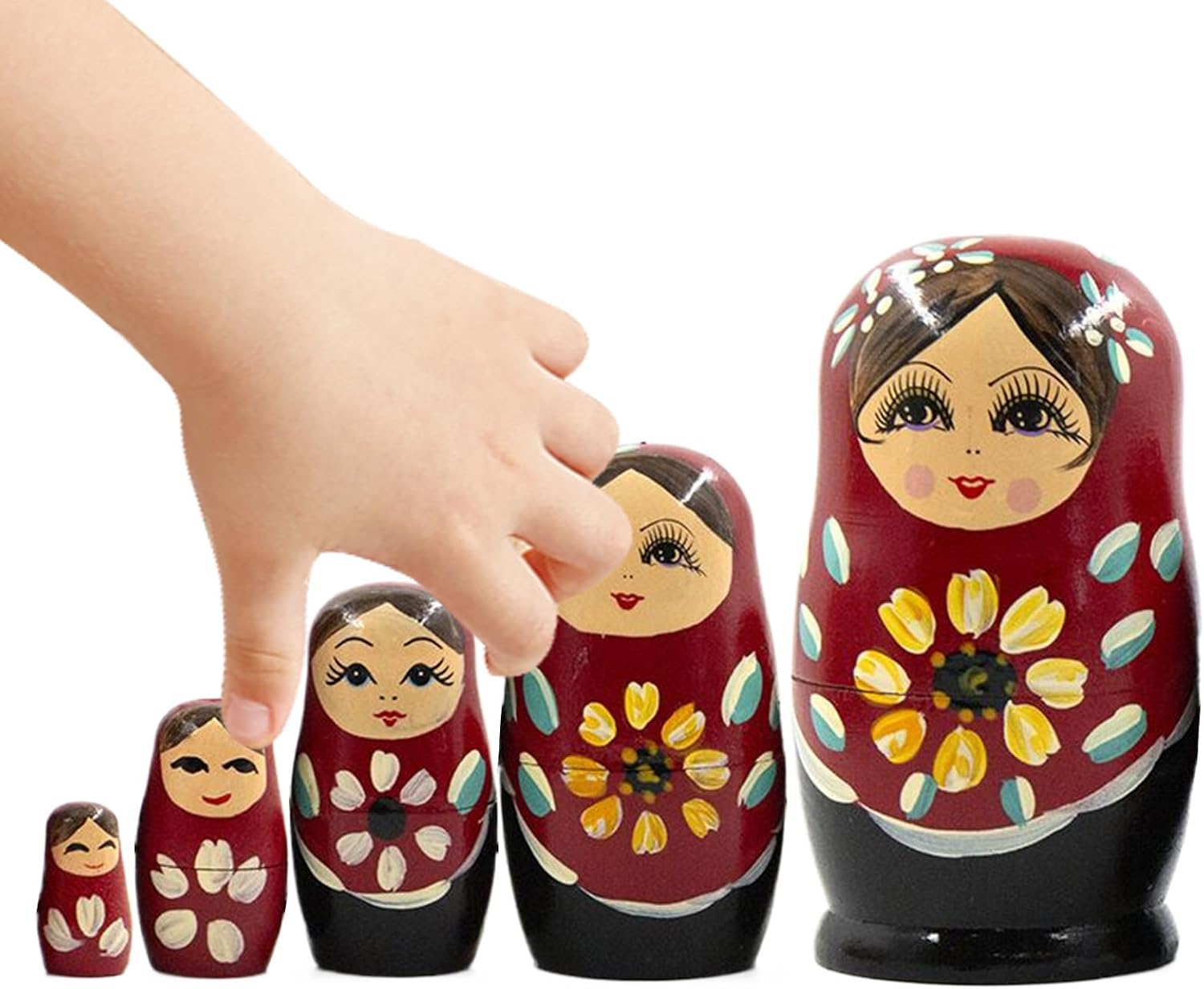 Russian Nesting Dolls,Wooden Russian Nesting Dolls Tabletop Statue - Hand-Painted Wood Model for Holiday Table Center Living Room Entrance Fireplace Display Rack Kid Room