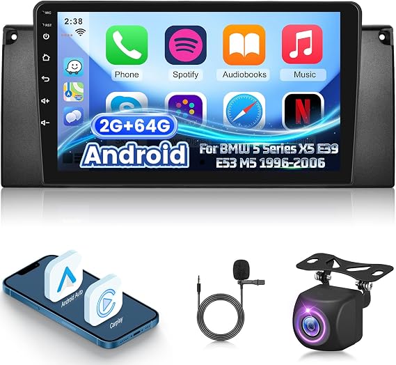 [2+64G] 9 Inch Android Car Stereo for BMW 5 Series X5 E39 E53 M5 1996-2006