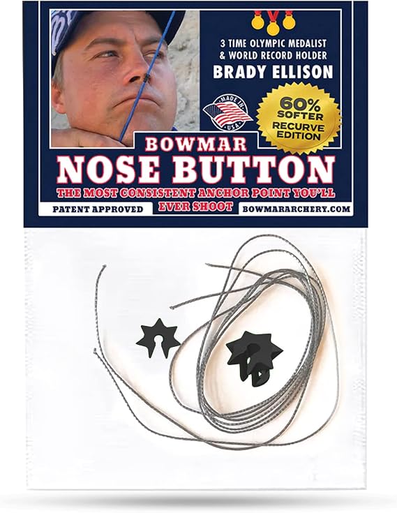 Bowmar Archery Nose Button Recurve Edition, Extremely Light Weight, Creates Consistent Anchor Point, Two Sizes Included