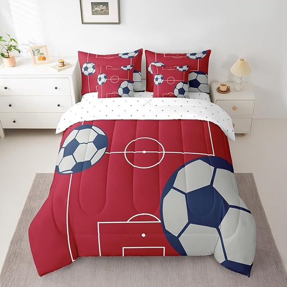 Feelyou Football Comforter Set Full Size 7 Pcs Bedding Set Kids Boys Girls