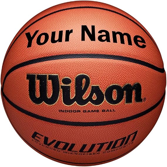 WILSON Customized Personalized Evolution Basketball Indoor Game Ball | Custom Basketball with Your Name or Text, Great Gift for Coaches, Players, and Teams in Multiple Sizes