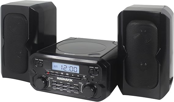 Magnavox MM435M 3-Piece Compact CD Shelf System with Digital FM Stereo Radio, Bluetooth Wireless Technology, and Remote Control | LCD Display | AUX Port Compatible | 2022 Version |