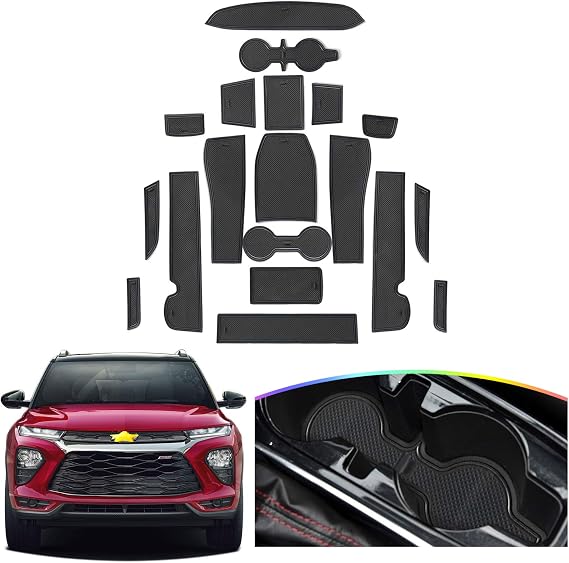 SKTU for 2021 2022 2023 2024 2025 2026 Chevy Trailblazer Door Slot Mat Non-Slip Interior 2024 2025 2026 Chevy Trailblazer Door Groove Gate Pad Fit Door Compartment Cup Center Console Liners (Black)